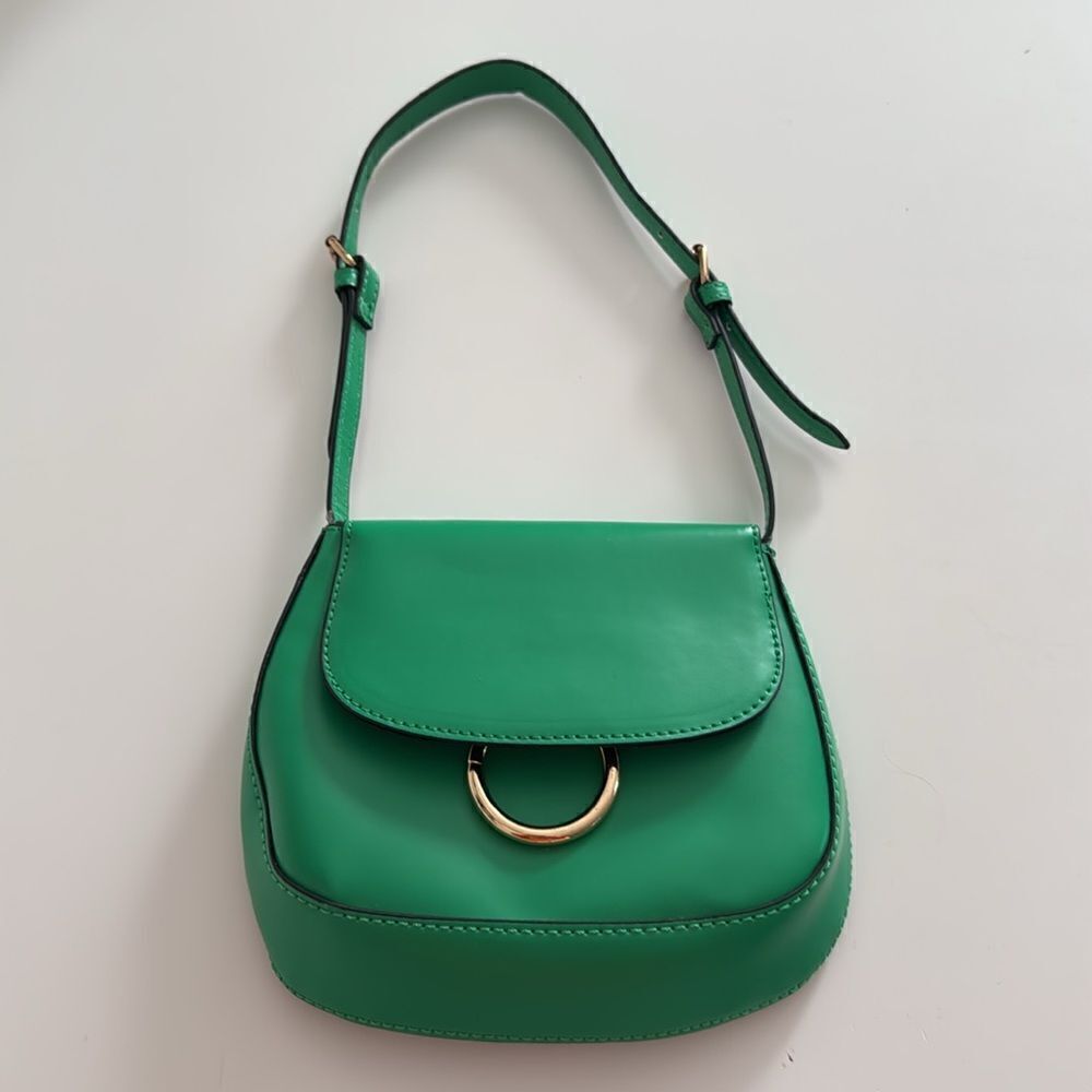 Forever 21 Green Pu Solid Shoulder Euc - image 3